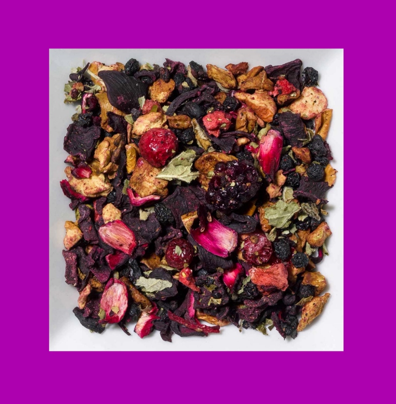 Rhabarber-Erdbeere-Rote Johannisbeere. Aromatisierte Früchteteemischung.