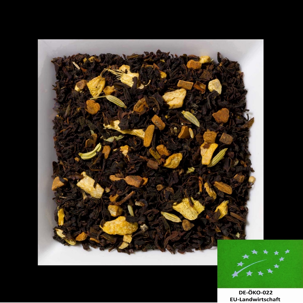 Ingwer-Kardamon-Gewürze-Bio-Chai DE-ÖKO-022 aromatisierte Schwarztee-/Gewürzmischung
