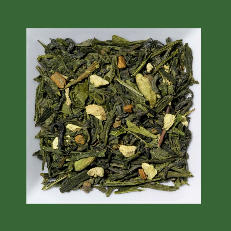 Ingwer-Zimt-Kardamom Chai Aromatisierte Grüntee-/Gewürzmischung