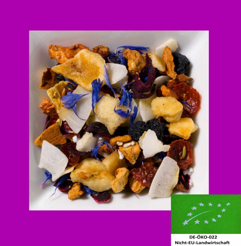 Kokos-Ananas Biotee DE-ÖKO-022. Natürlich aromatisierte Früchteteemischung